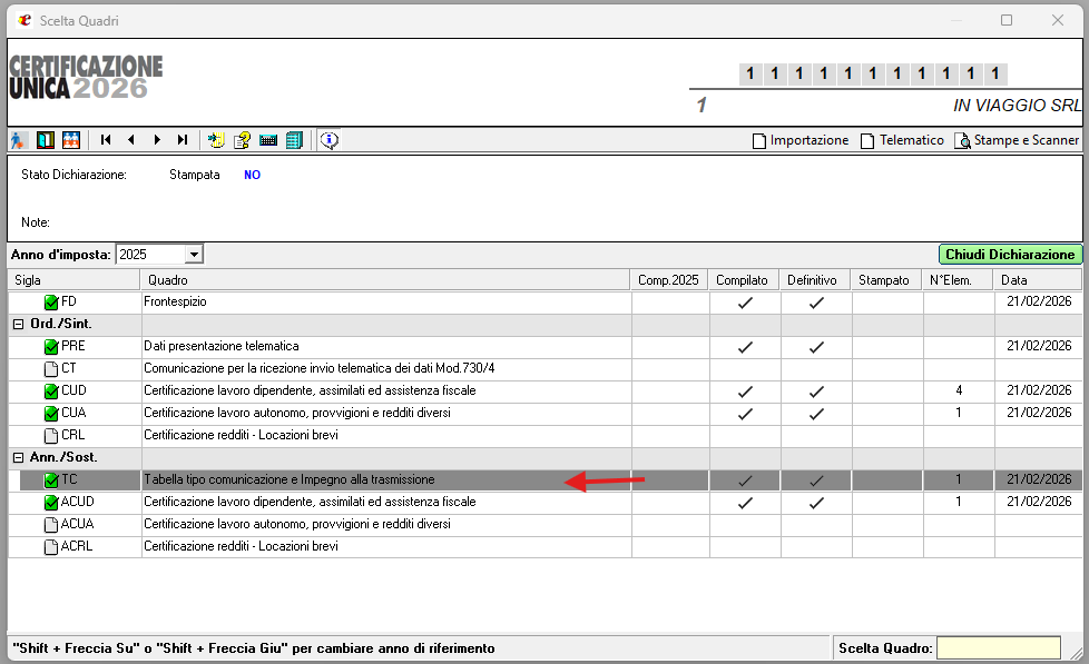 Data dell'impegno