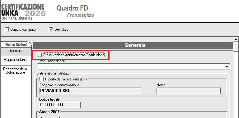 Presentazione/Annullamento