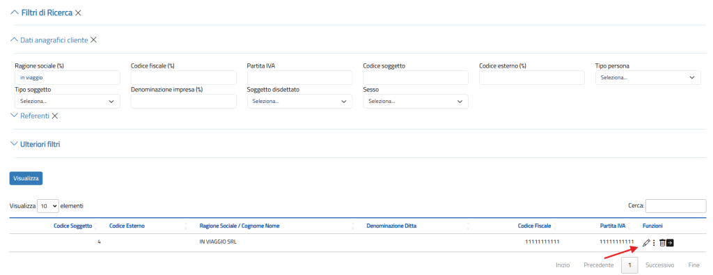 modifica cliente asit
