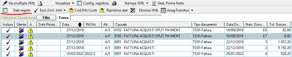 registrazione fatture negativo ebridge